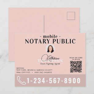 Notaris Ondertekenagent Moderne Roze Foto QR Code Briefkaart