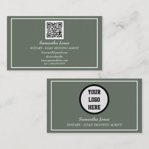 Notaris Ondertekening Agent QR Code Sage Green Visitekaartje