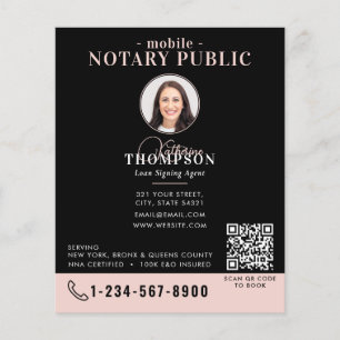 Notaris ondertekeningsagent Black Pink Foto QR Cod Flyer