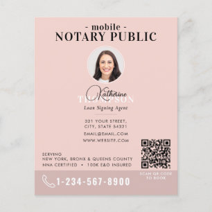 Notaris ondertekeningsagent moderne roze foto QR-c Flyer