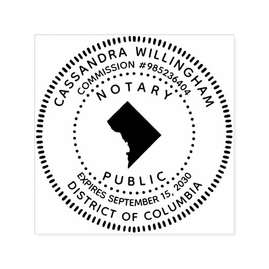 Notaris openbaar district van Columbia Zelfinktende Stempel (Design)