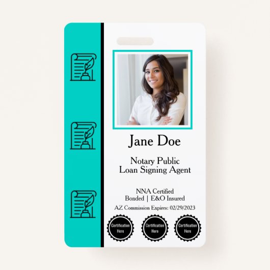 Notaris Openbare Lening Signing Agent Badge met QR (Voorkant)
