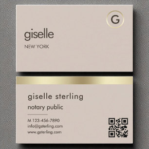 Notaris Openbare QR Code Faux Gold Folie Monogram Visitekaartje