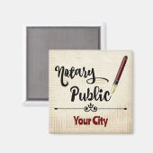 Notaris Public Burgundy Ink Pen Gepersonaliseerd C Magneet (Voorkant / Achterkant)