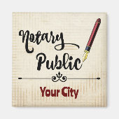 Notaris Public Burgundy Ink Pen Gepersonaliseerd C Magneet (Voorkant)