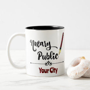 Notaris Public Burgundy Ink Pen Gepersonaliseerd C Tweekleurige Koffiemok
