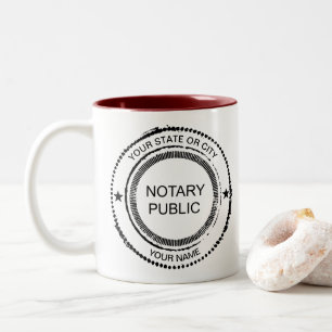 Notaris Public Distress Seal City Name Gepersonali Tweekleurige Koffiemok