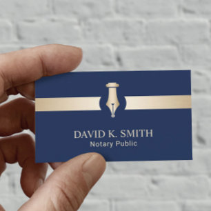 Notaris Public Golden Pen Elegant Navy Blue Visitekaartje