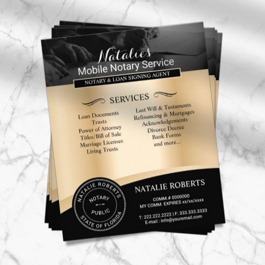 Notaris Public Loan Signing Agent Black & Gold Flyer