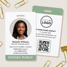 Notaris Public Loan Signing Agent ID Foto Groen Badge