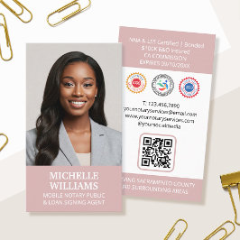 Notaris Public Signing Agent Foto QR Code Roze Visitekaartje