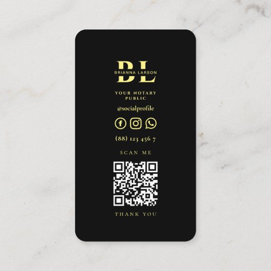 Notaris publiek Script Monogram QR Visitekaartje (Achterkant)