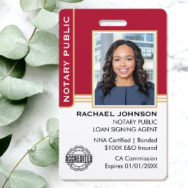 Notaris publieke lening ondertekenaar ID rood goud Badge