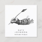 Notaris Signing Agent Feather  Quill QR-code Vierkante Visitekaartje (Voorkant)