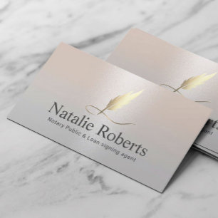 Notaris Signing Agent Gouden Quill Elegant Zilver Visitekaartje