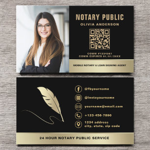 Notaris Signing Agent QR Code Foto Zwart & Goud Visitekaartje