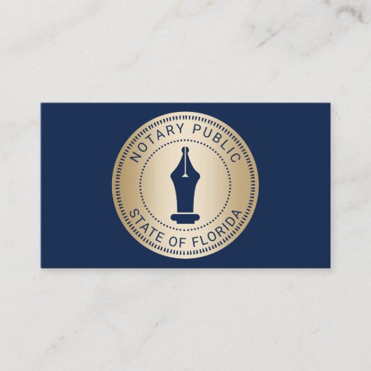Notaris Stamp Loan Signing Agent Navy & Gold Visitekaartje (Voorkant)