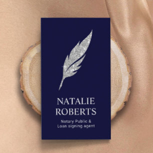 Notarisagent Modern Silver Quill Logo Navy Visitekaartje