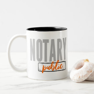 Notarisch groot lettertype, zwart met Oranje Tweekleurige Koffiemok
