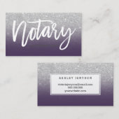 Notarische typografie zilverglitter paars visitekaartje (Voorkant / Achterkant)