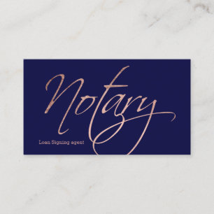 Notariscript faux roos gold typografie navy blue visitekaartje