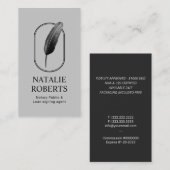 Notarisondertekenaar Modern Quill Logo Silver Visitekaartje (Voorkant / Achterkant)