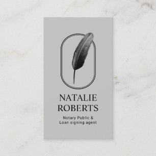 Notarisondertekenaar Modern Quill Logo Silver Visitekaartje