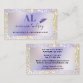 Notarisondertekenaar Monogram Paars Glitter Visitekaartje (Voorkant / Achterkant)