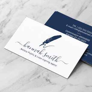 Notarisondertekenaar Quill Logo Plain Navy Visitekaartje