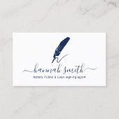 Notarisondertekenaar Quill Logo Plain Navy Visitekaartje (Voorkant)