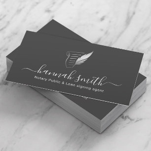Notarisondertekenaar Silver Quill Logo Grey Visitekaartje