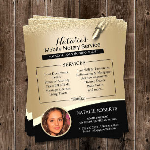 Notarisondertekenaar: zwart & goudfoto flyer