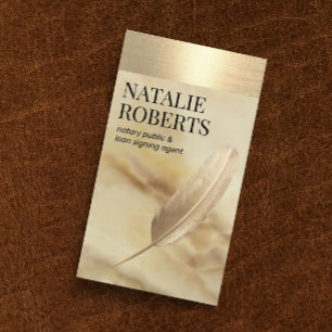 Notaristekenaar Gold Quill Agate Marmer Visitekaartje