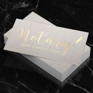 Notaristekenaar Gold Script Classy Linen Visitekaartje