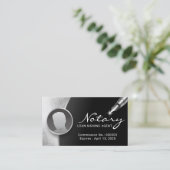 Notaristekenaar Modern Black & Silver Photo Visitekaartje (Staand voorkant)