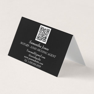Notary Loan Signing Agent QR Code Scannable Black Visitekaartjes