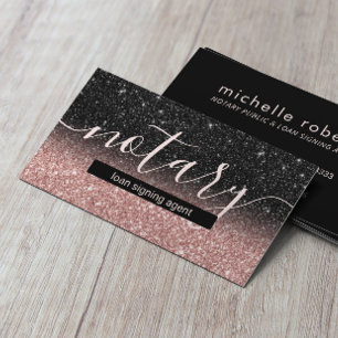 Notary Loan Signing Agent Roos Gold Black Glitter Visitekaartje