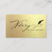 *~* NOTARY PHOTO Quill Feather Signing Agent Gold Visitekaartje (Voorkant)