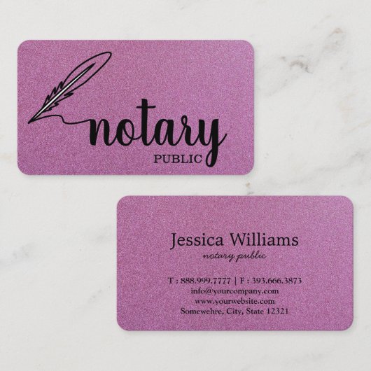 Notary Public Elegant Script Plain Visitekaartje (Voorkant / Achterkant)