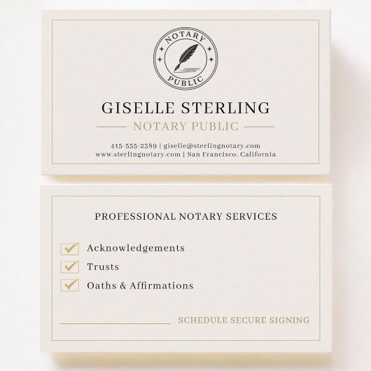 Notary Public Professional Visitekaartje