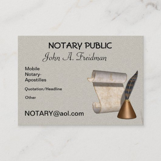 NOTARY PUBLIC Visitekaartje (Voorkant)