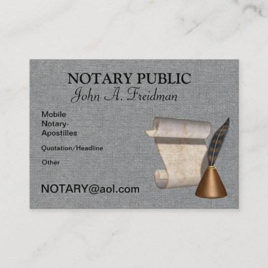 NOTARY PUBLIC Visitekaartje (Voorkant)