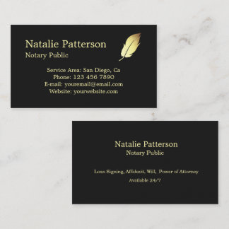 Notary Services Black Modern Business Card Visitekaartje