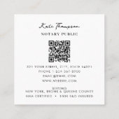 Notary Signing Agent Calligraphy QR Code Vierkante Visitekaartje (Achterkant)