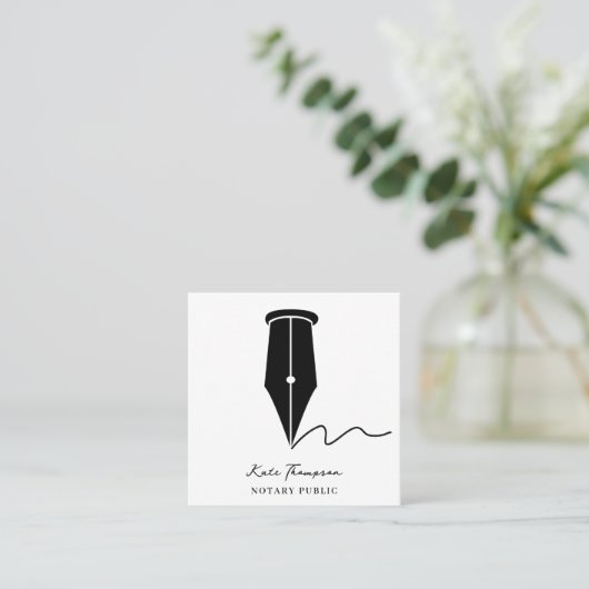 Notary Signing Agent Calligraphy QR Code Vierkante Visitekaartje (Staand voorkant)