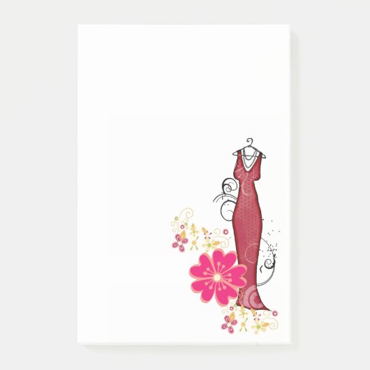 Nota's Red Dress Floral Flowers Post-it® Notes (Voorkant)