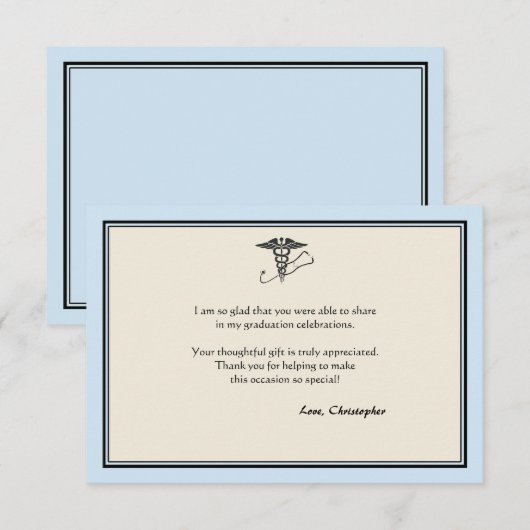 Note bleue de Merci d'obtention du diplôme de DM (Devant / Derrière)