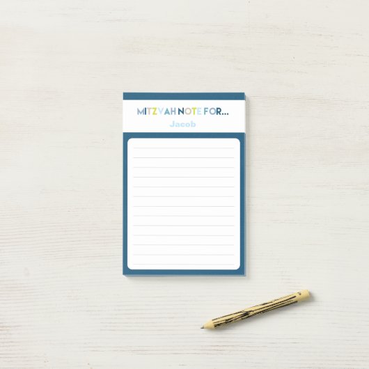 Note Blue Mitzvah : Bloc de 4x6 Post-it (Sur un bureau)