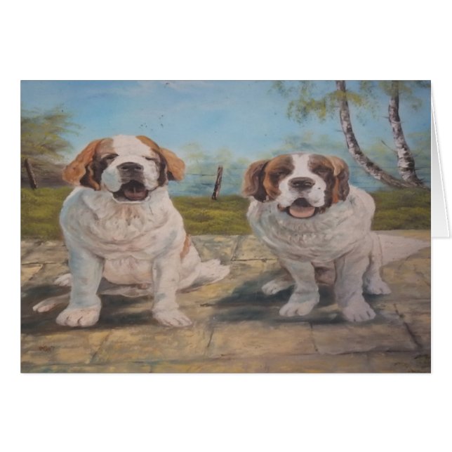 Note Card Ann Hayes schilder Two St Bernards (Voorkant Horizontaal)