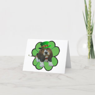 Note Card Basset Hound Happy St.Patrick's Clover Kaart